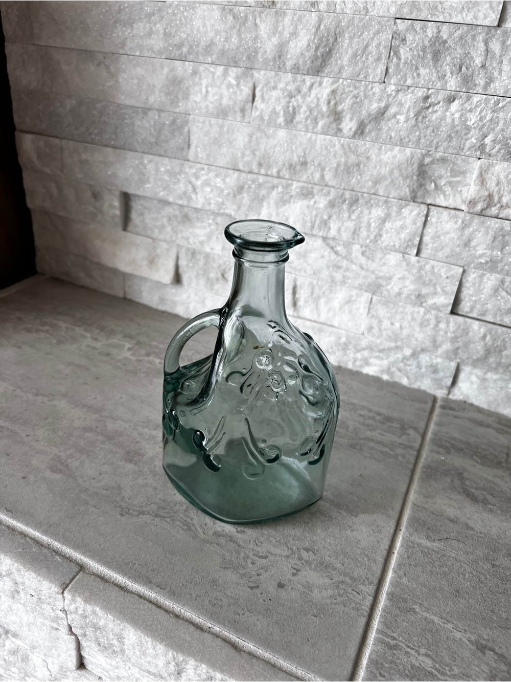 Vintage Canadian Green Embossed Glass Maple Syrup Bud Vase